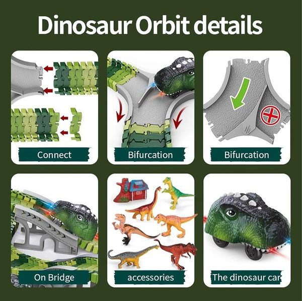 PISTA FLEXIBLE DE CARRERAS DE DINOSAURIOS